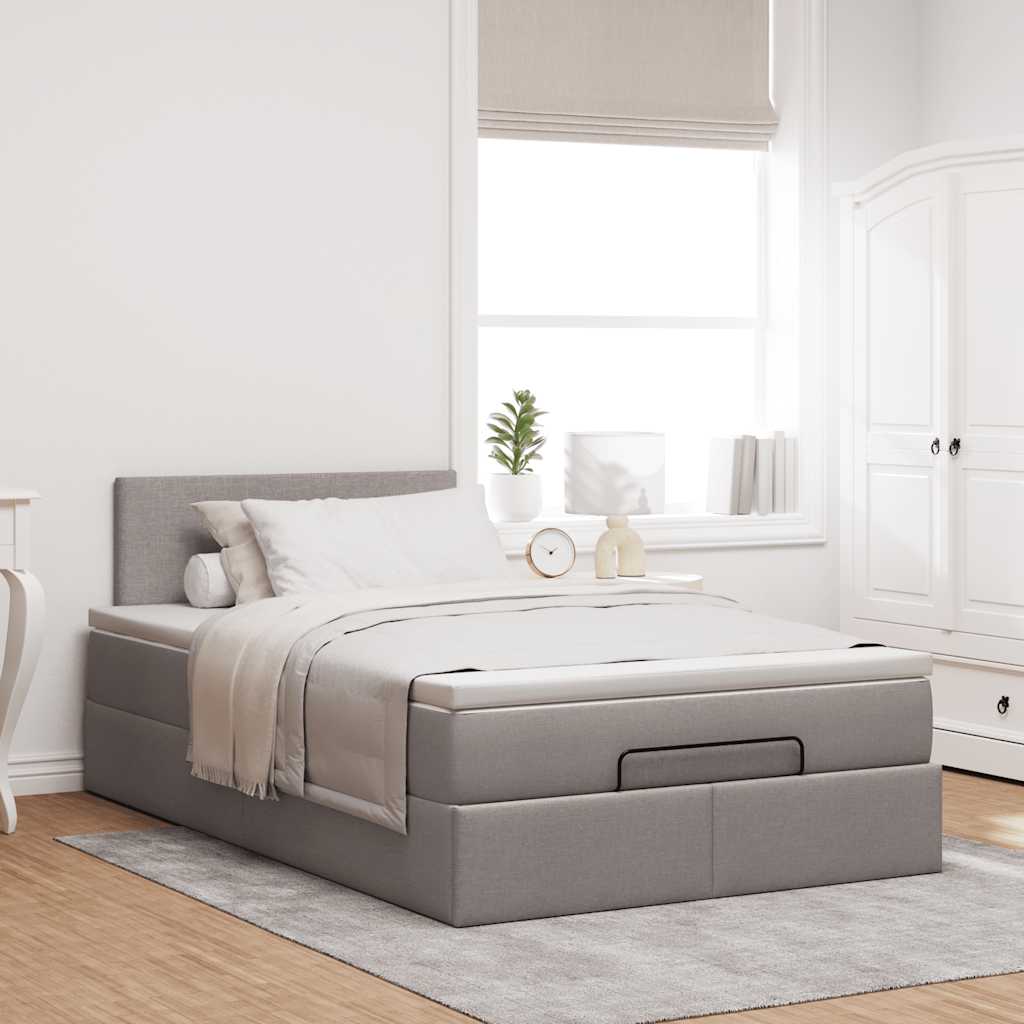 Ottoman bed met matras en LED's 120x190 cm stof taupe