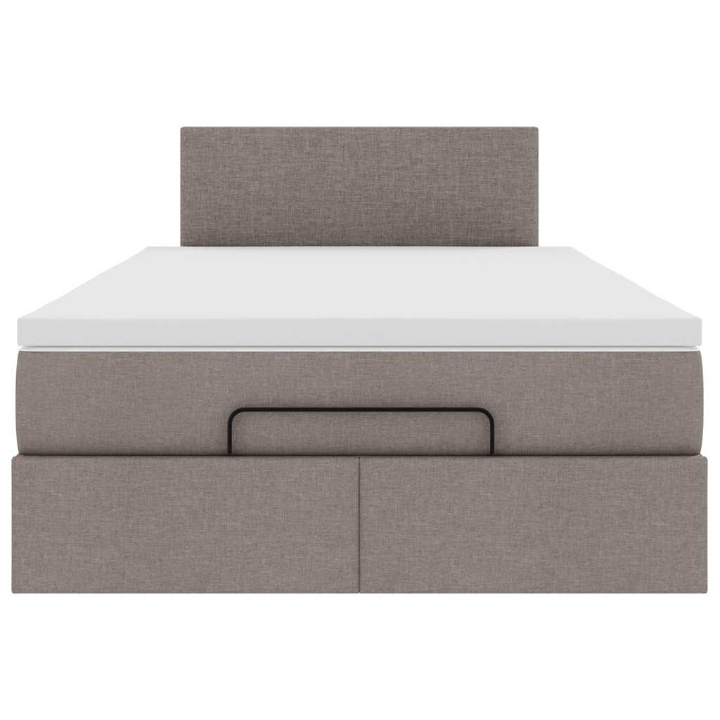 Ottoman bed met matras en LED's 120x190 cm stof taupe