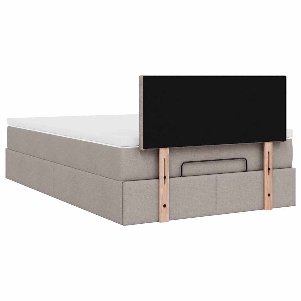 Ottoman bed met matras en LED's 120x190 cm stof taupe