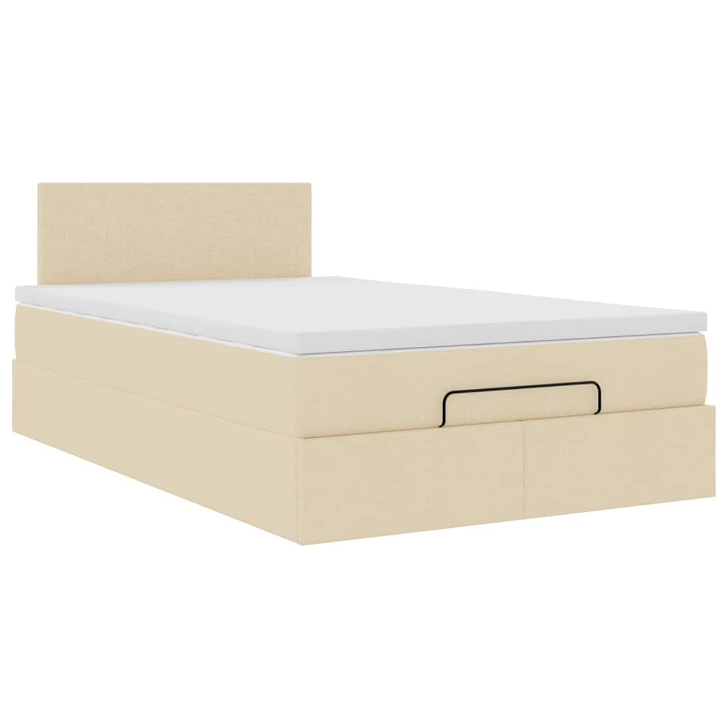 Ottoman bed met matras en LED's 120x190cm stof crèmekleurig