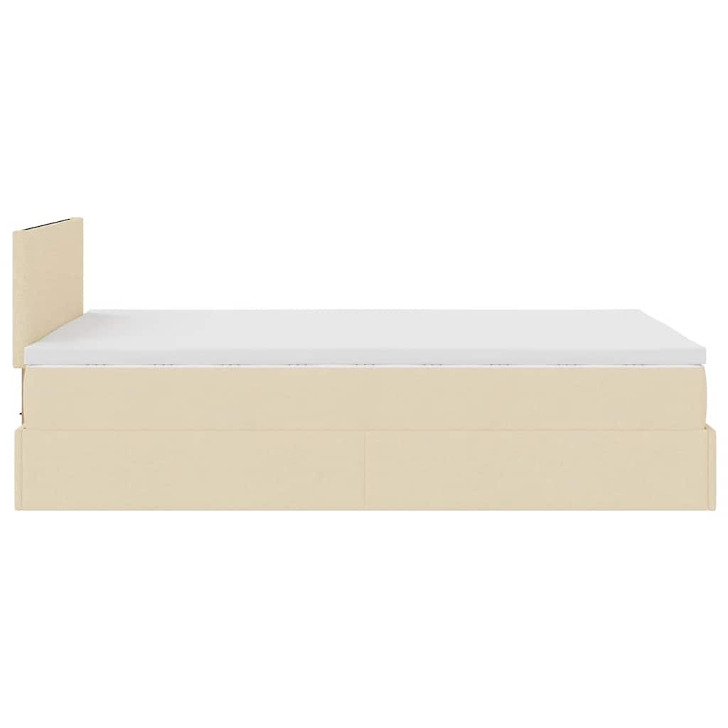 Ottoman bed met matras en LED's 120x190cm stof crèmekleurig