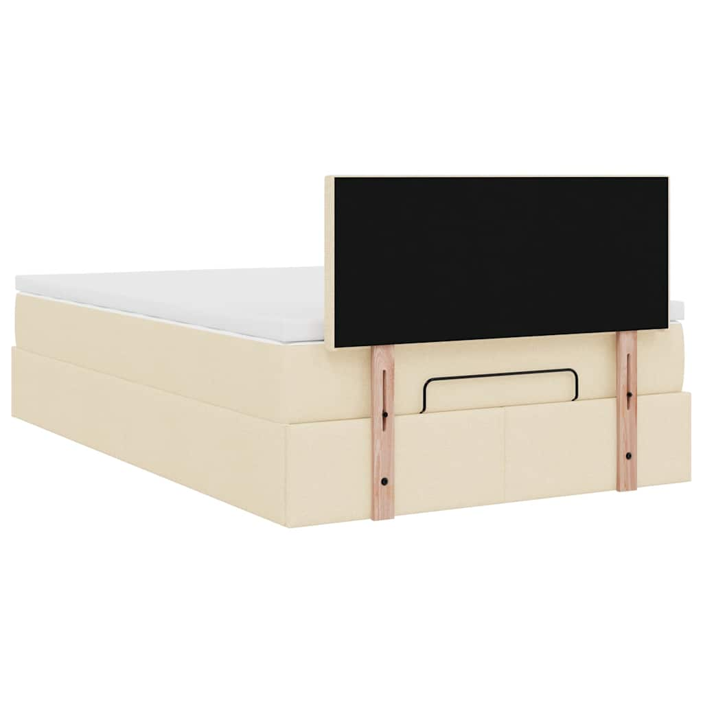 Ottoman bed met matras en LED's 120x190cm stof crèmekleurig