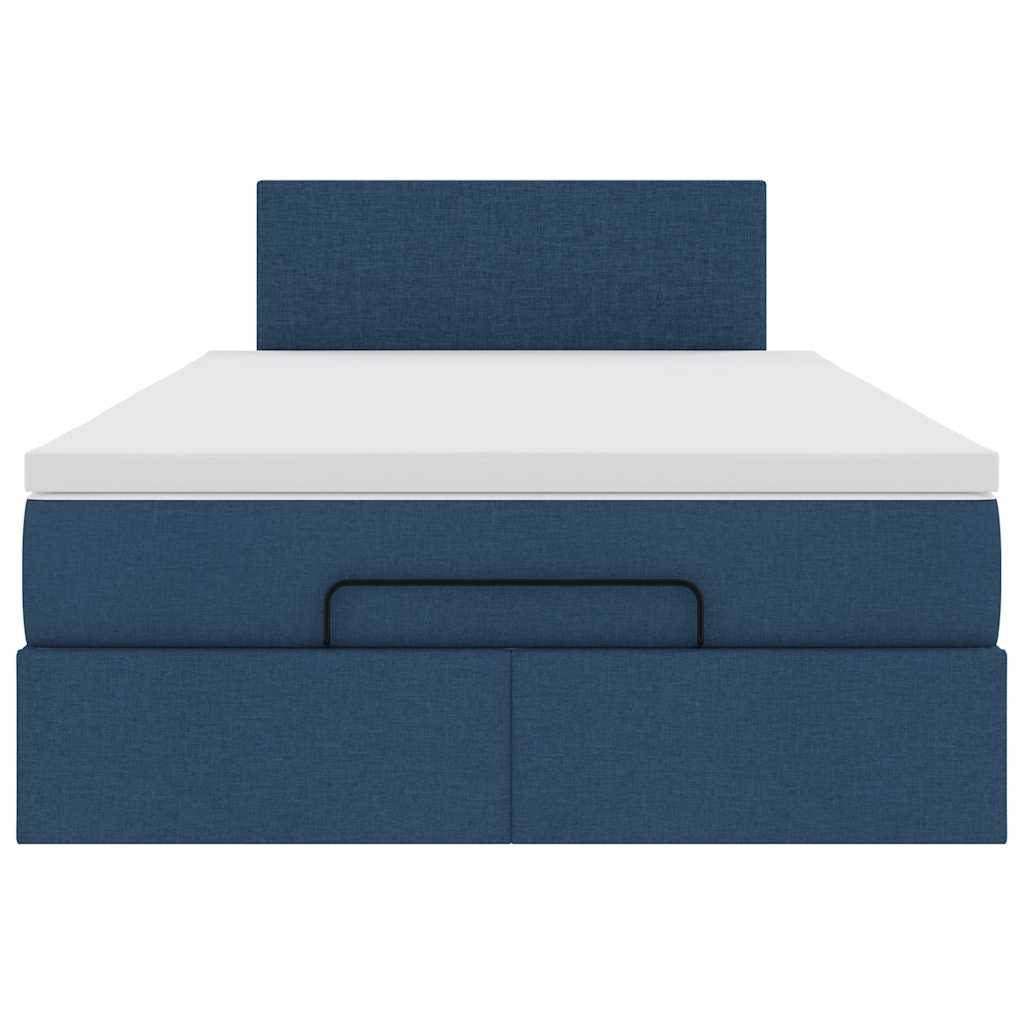 Ottoman bed met matras en LED's 120x190 cm stof blauw