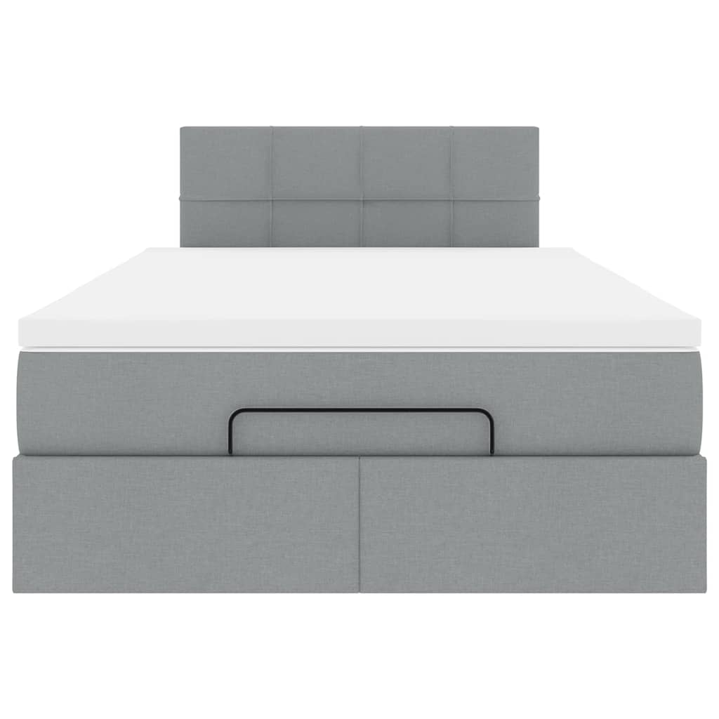 Ottoman bed met matras en LED's 120x190 cm stof lichtgrijs