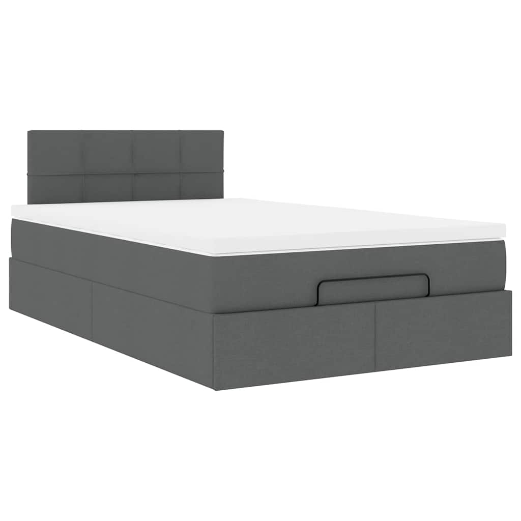 Ottoman bed met matras en LED's 120x190 cm stof donkergrijs