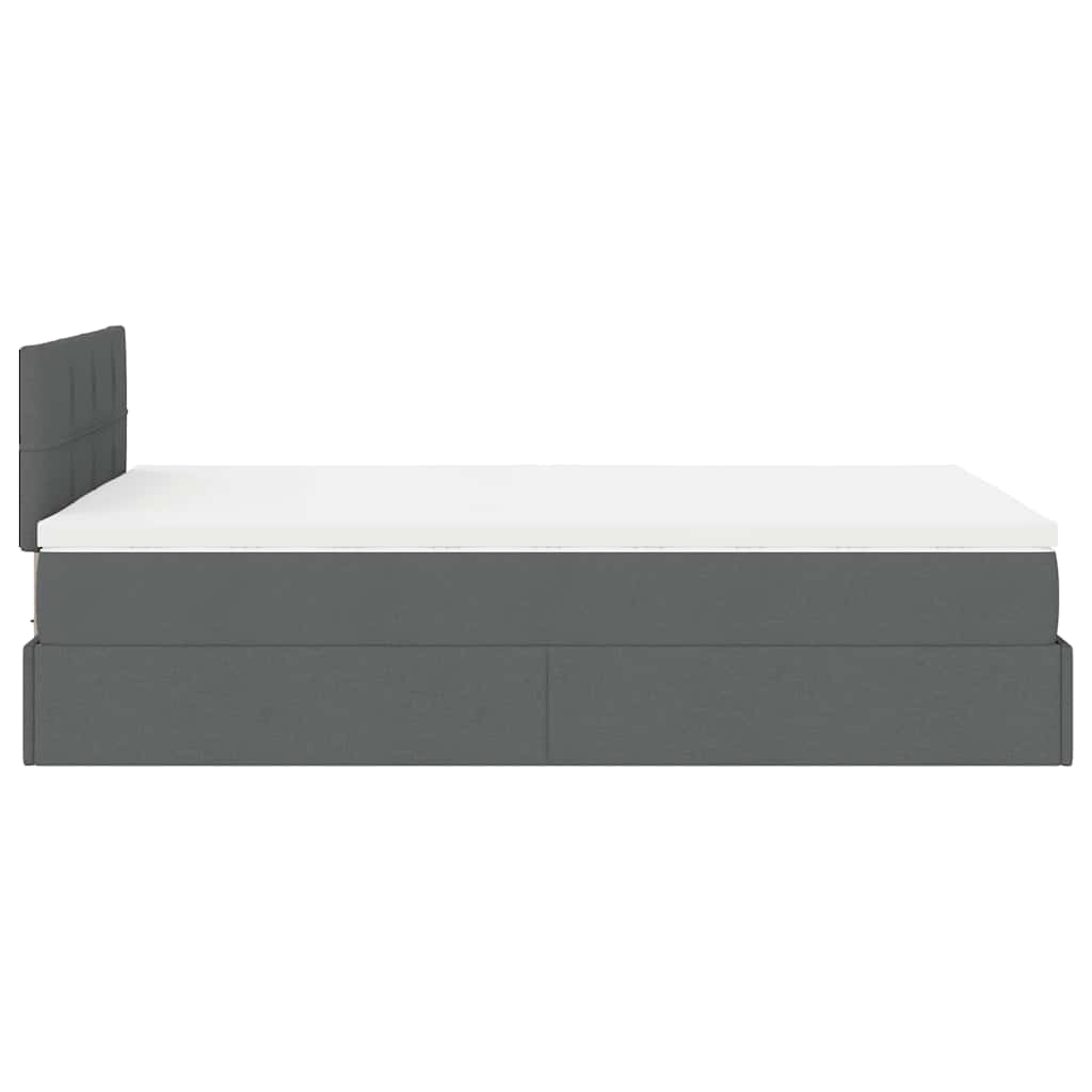 Ottoman bed met matras en LED's 120x190 cm stof donkergrijs