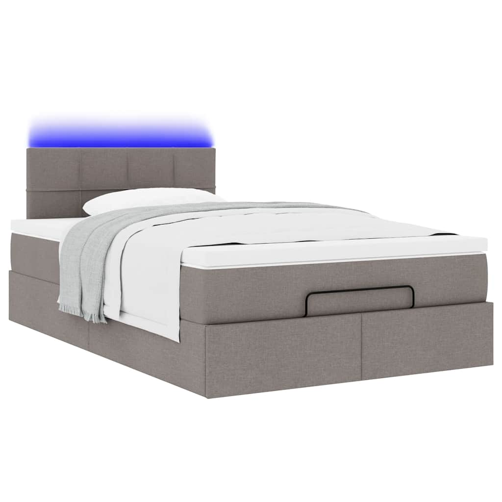 Ottoman bed met matras en LED's 120x190 cm stof taupe