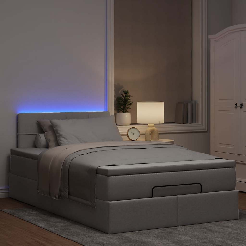 Ottoman bed met matras en LED's 120x190 cm stof taupe