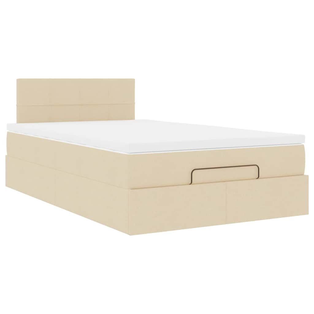 Ottoman bed met matras en LED's 120x190cm stof crèmekleurig