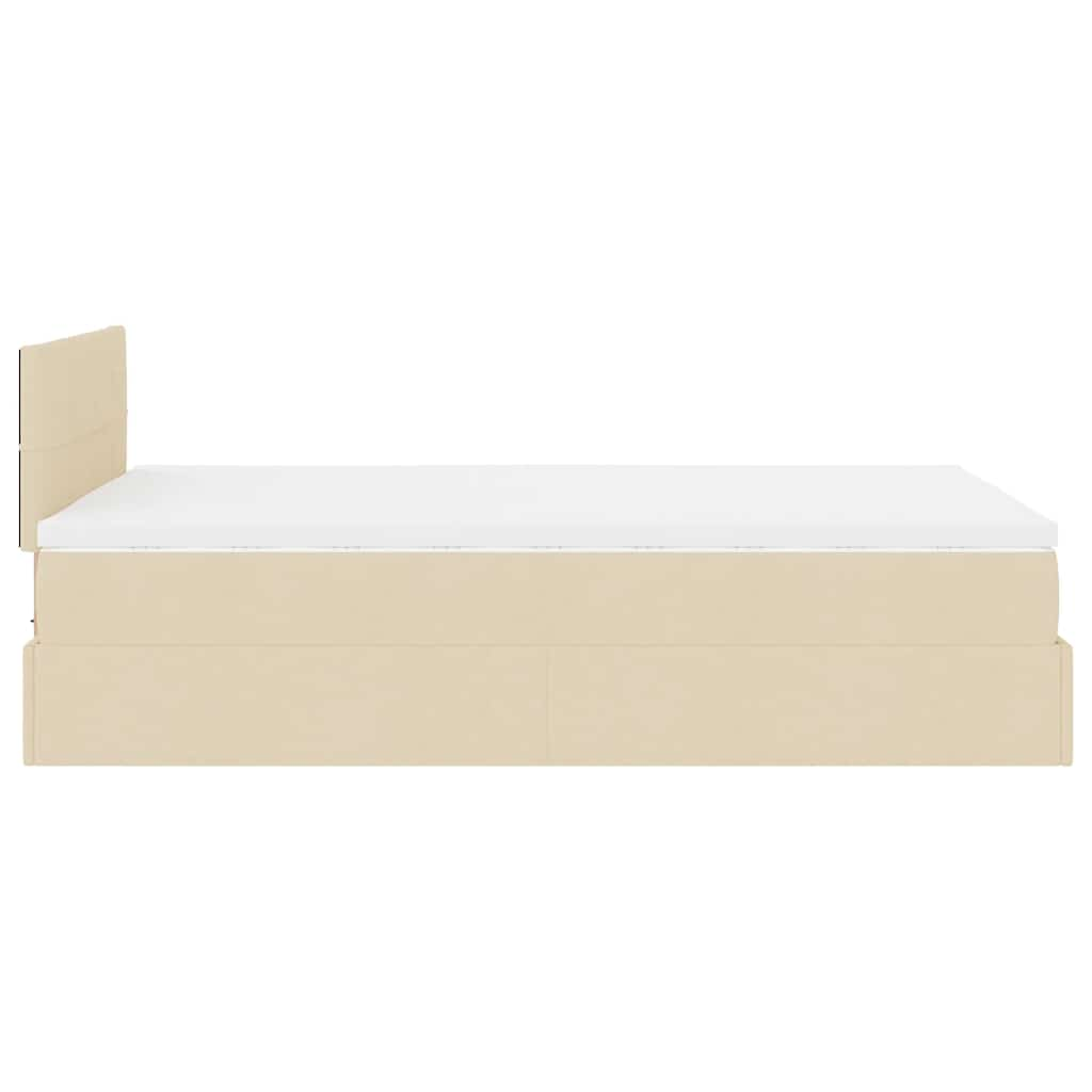 Ottoman bed met matras en LED's 120x190cm stof crèmekleurig