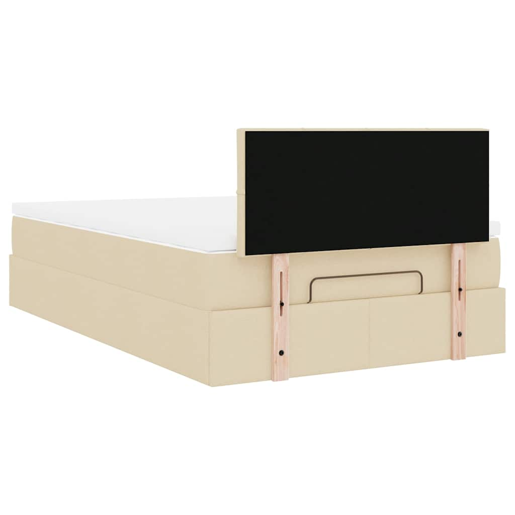 Ottoman bed met matras en LED's 120x190cm stof crèmekleurig