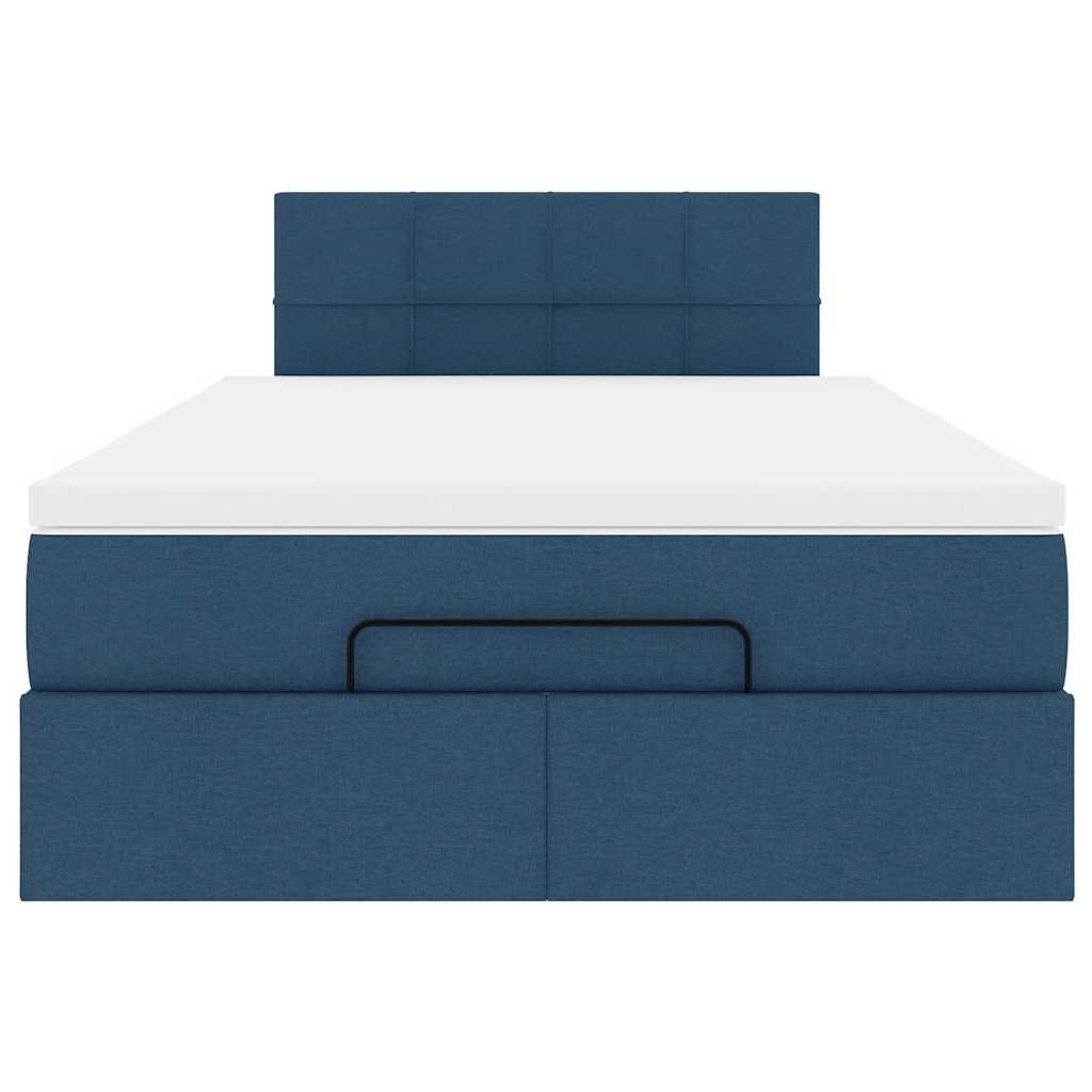 Ottoman bed met matras en LED's 120x190 cm stof blauw