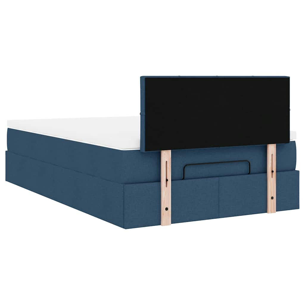 Ottoman bed met matras en LED's 120x190 cm stof blauw