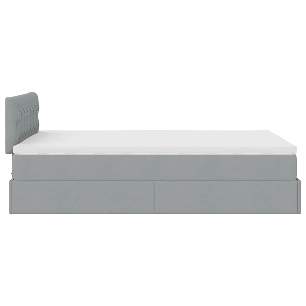 Ottoman bed met matras en LED's 120x190 cm stof lichtgrijs