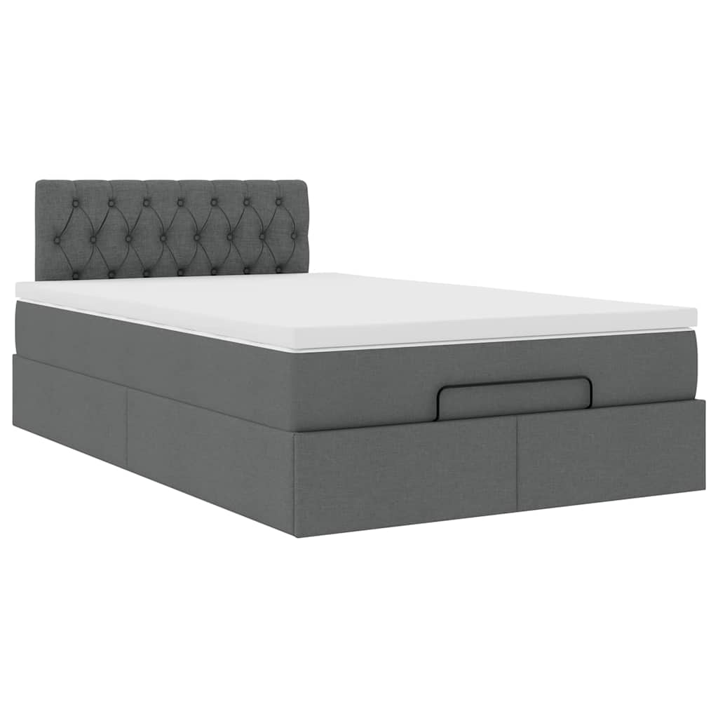 Ottoman bed met matras en LED's 120x190 cm stof donkergrijs