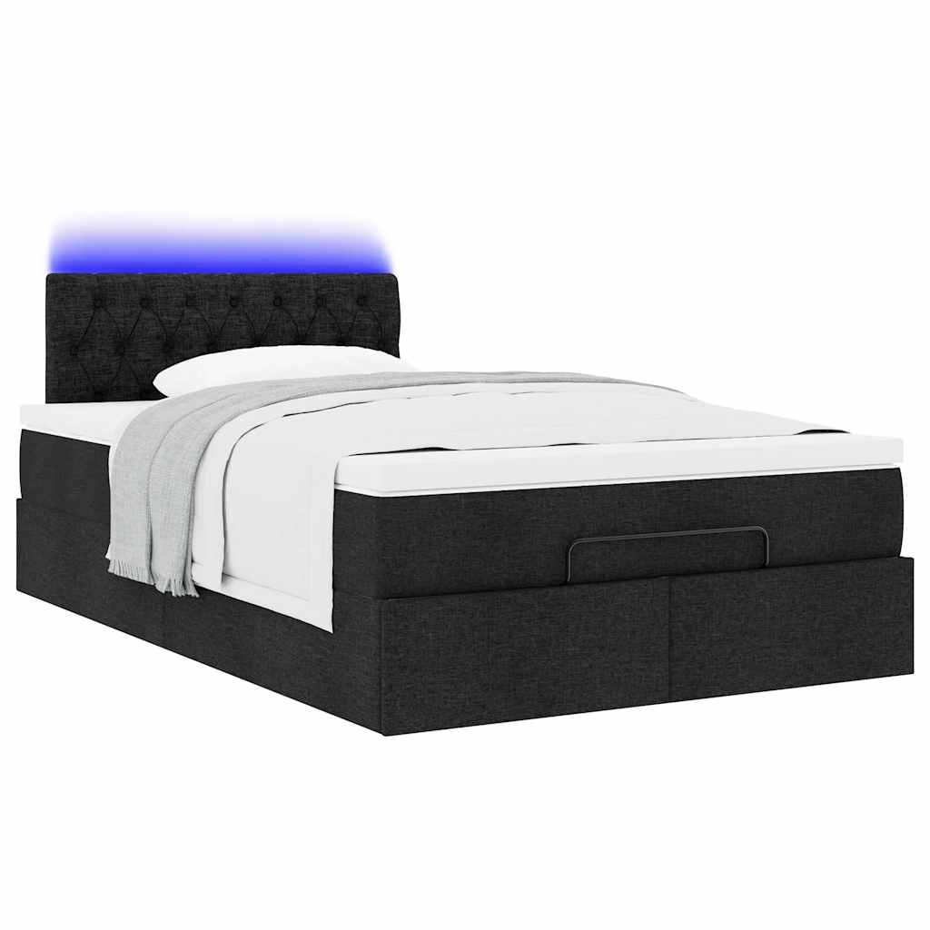 Ottoman bed met matras en LED's 120x190 cm stof zwart