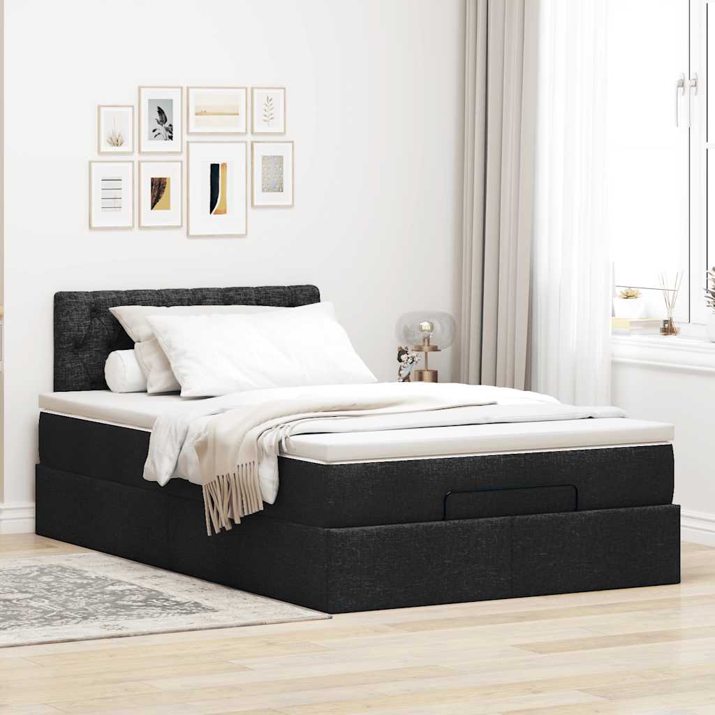 Ottoman bed met matras en LED's 120x190 cm stof zwart