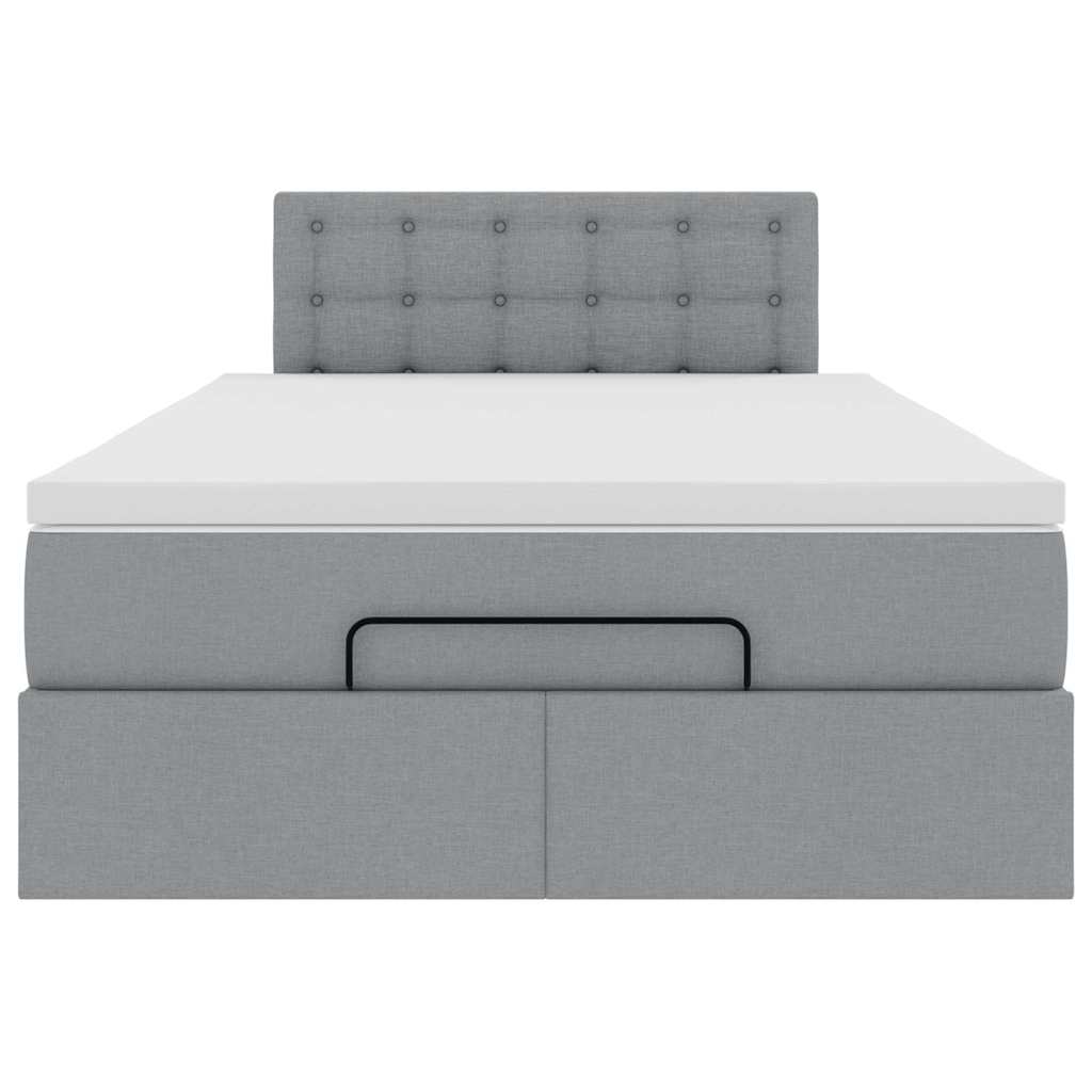 Ottoman bed met matras en LED's 120x190 cm stof lichtgrijs