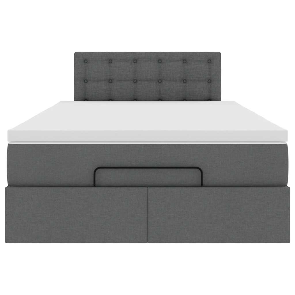 Ottoman bed met matras en LED's 120x190 cm stof donkergrijs