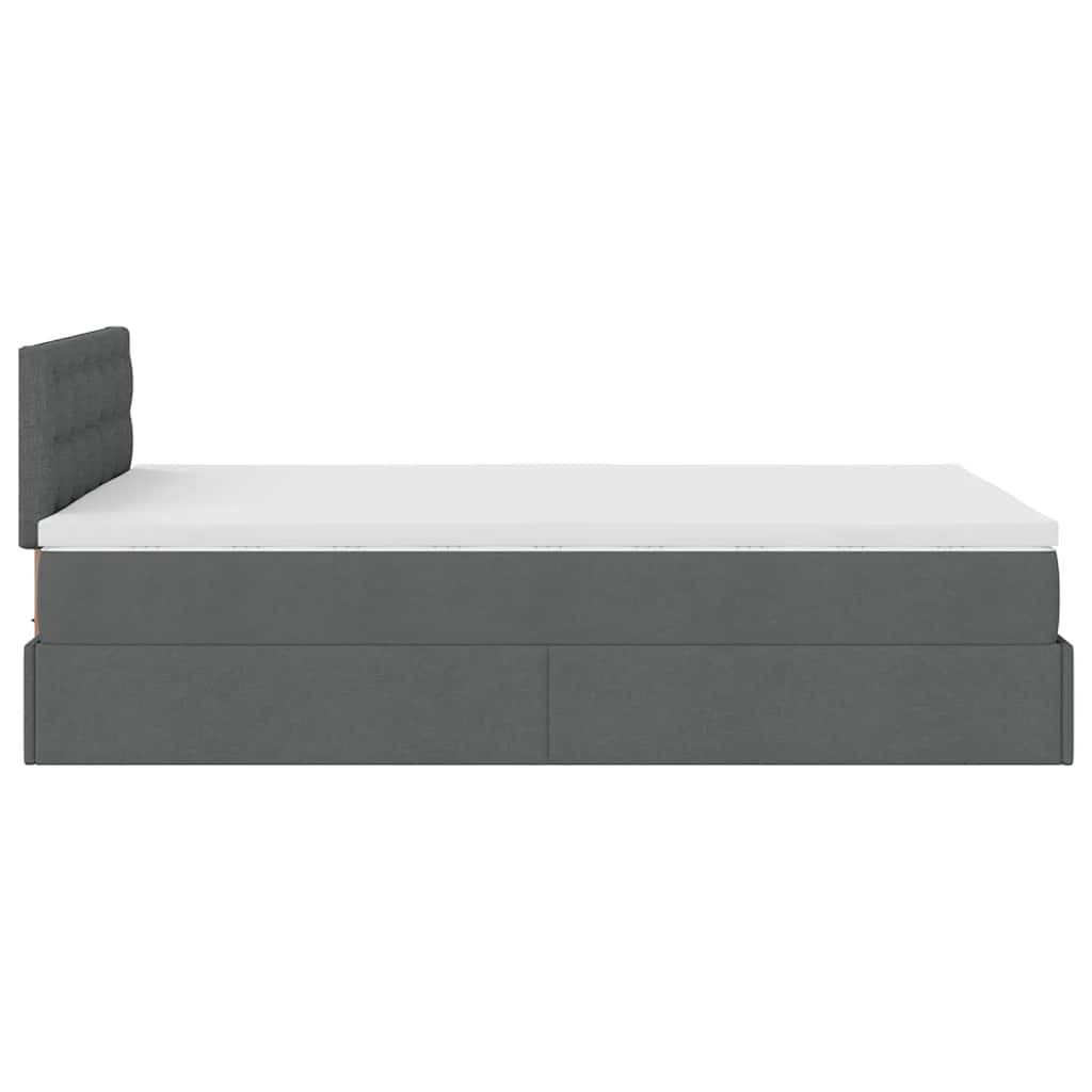 Ottoman bed met matras en LED's 120x190 cm stof donkergrijs