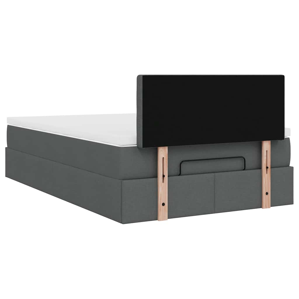 Ottoman bed met matras en LED's 120x190 cm stof donkergrijs