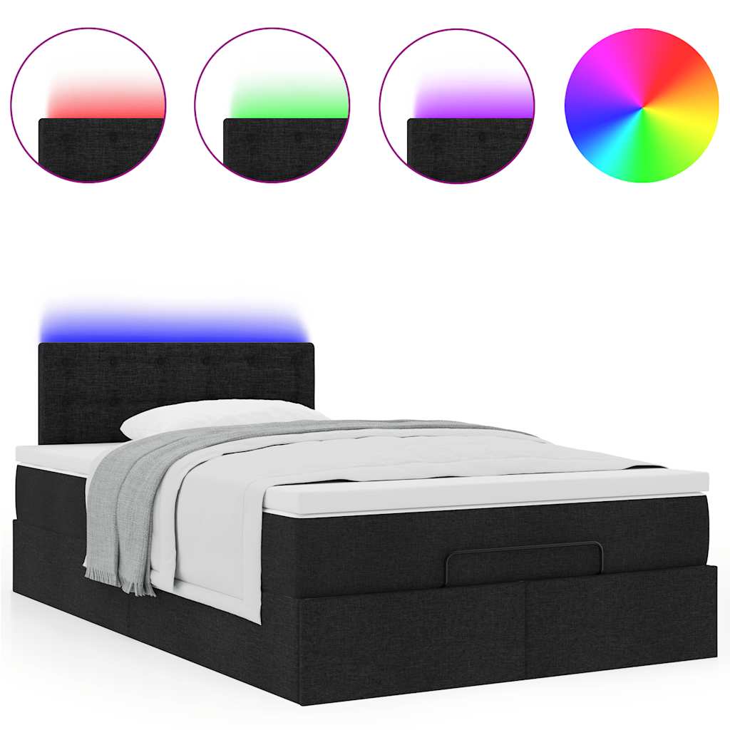 Ottoman bed met matras en LED's 120x190 cm stof zwart