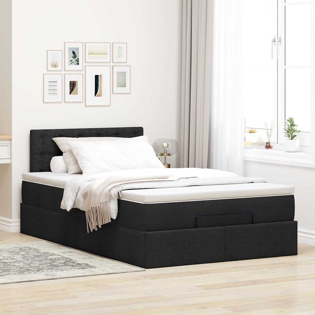 Ottoman bed met matras en LED's 120x190 cm stof zwart