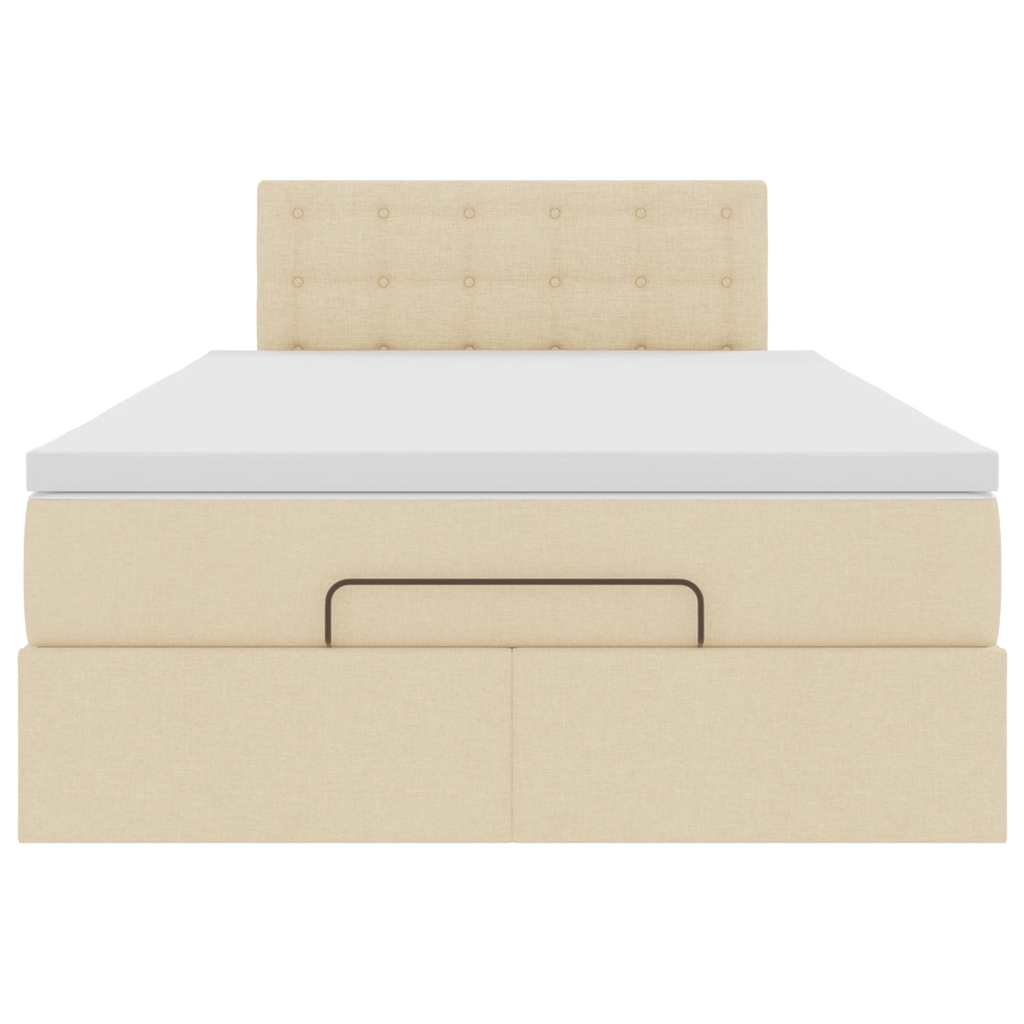 Ottoman bed met matras en LED's 120x190cm stof crèmekleurig