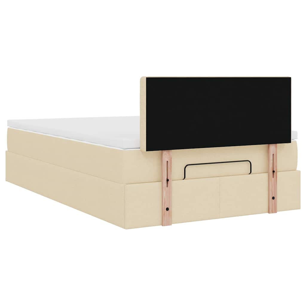 Ottoman bed met matras en LED's 120x190cm stof crèmekleurig