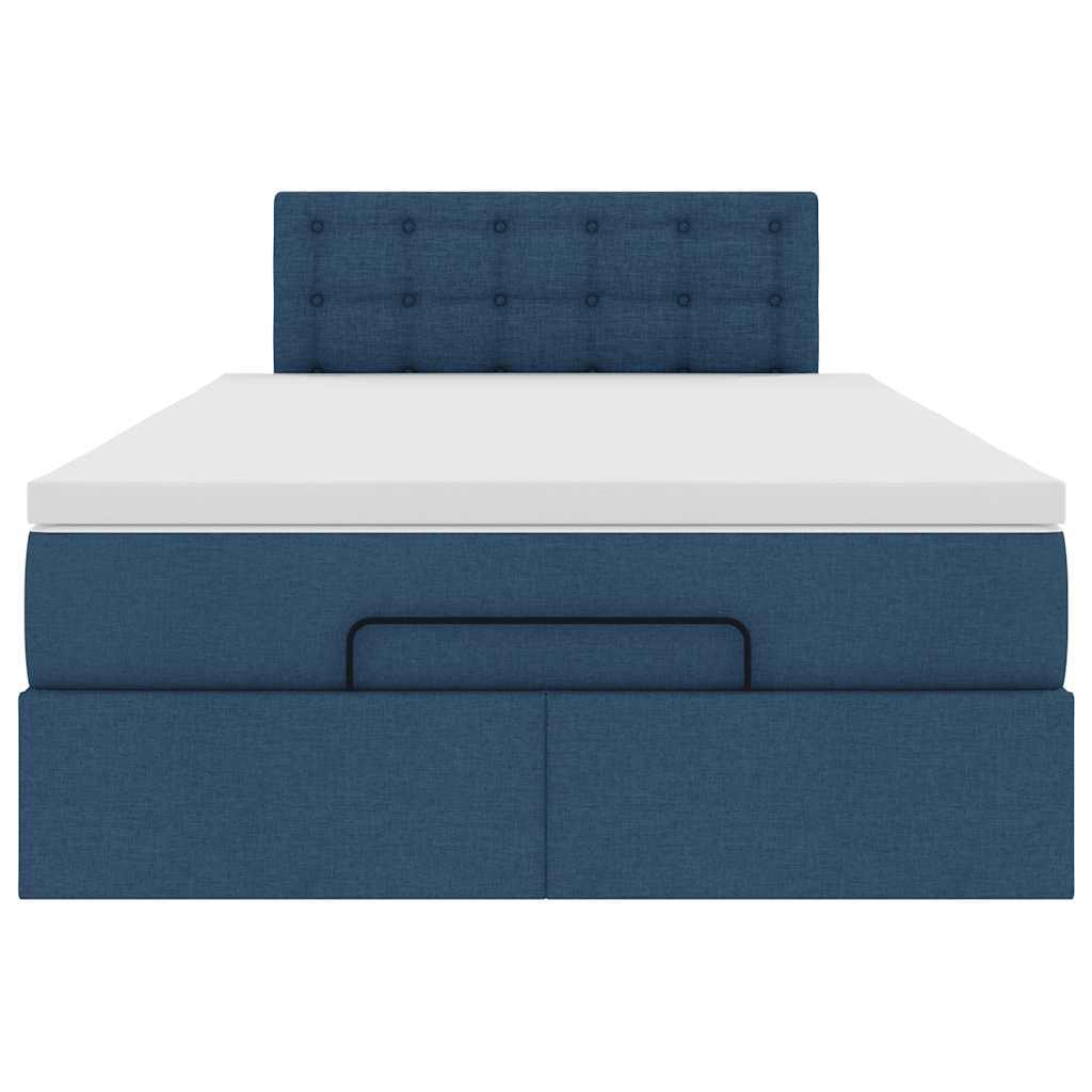 Ottoman bed met matras en LED's 120x190 cm stof blauw