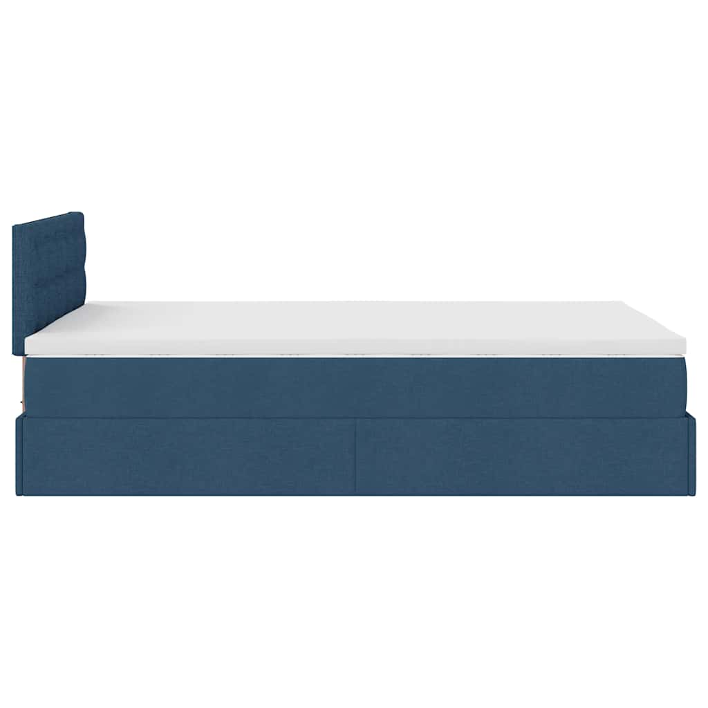 Ottoman bed met matras en LED's 120x190 cm stof blauw