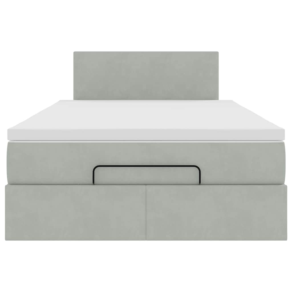 Ottoman bed met matras en LED's 120x190 cm fluweel lichtgrijs