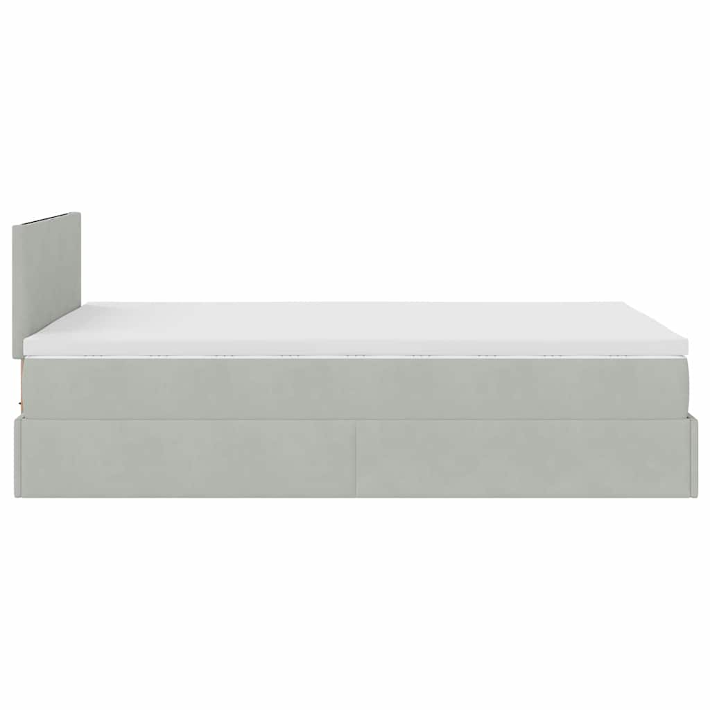 Ottoman bed met matras en LED's 120x190 cm fluweel lichtgrijs