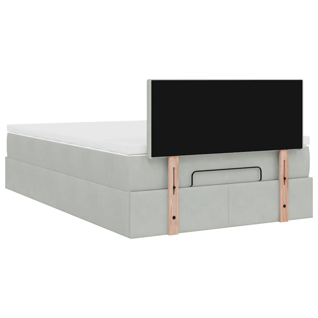 Ottoman bed met matras en LED's 120x190 cm fluweel lichtgrijs