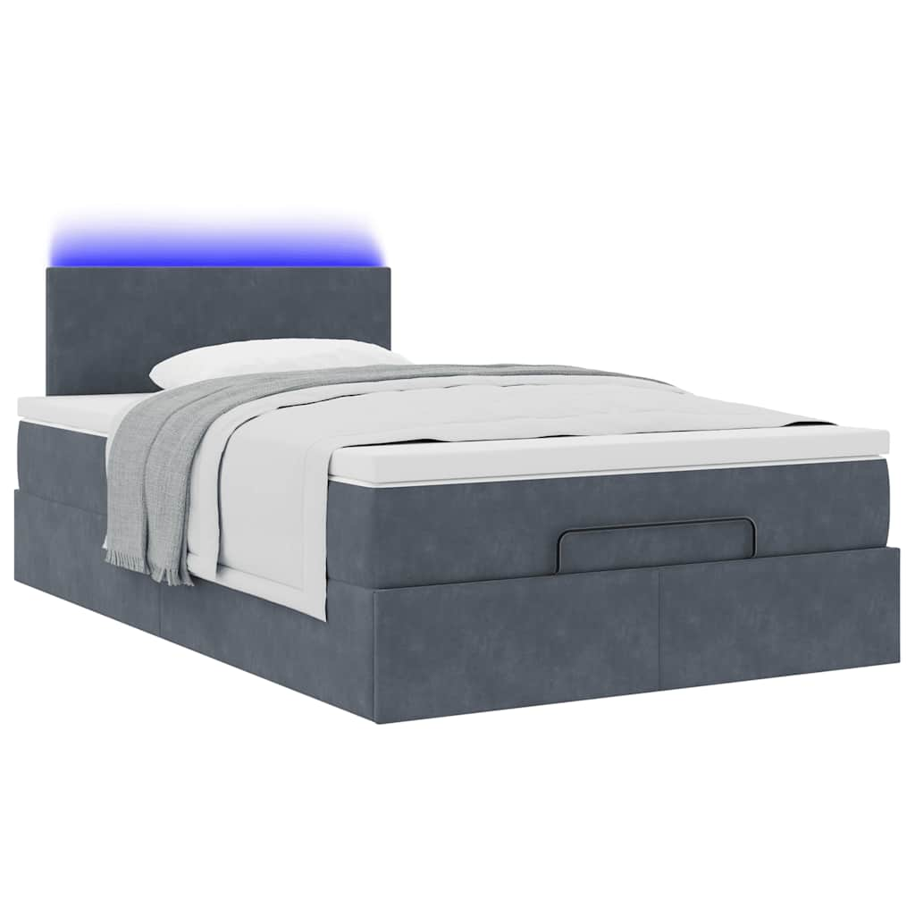 Ottoman bed met matras en LED's 120x190 cm fluweel donkergrijs