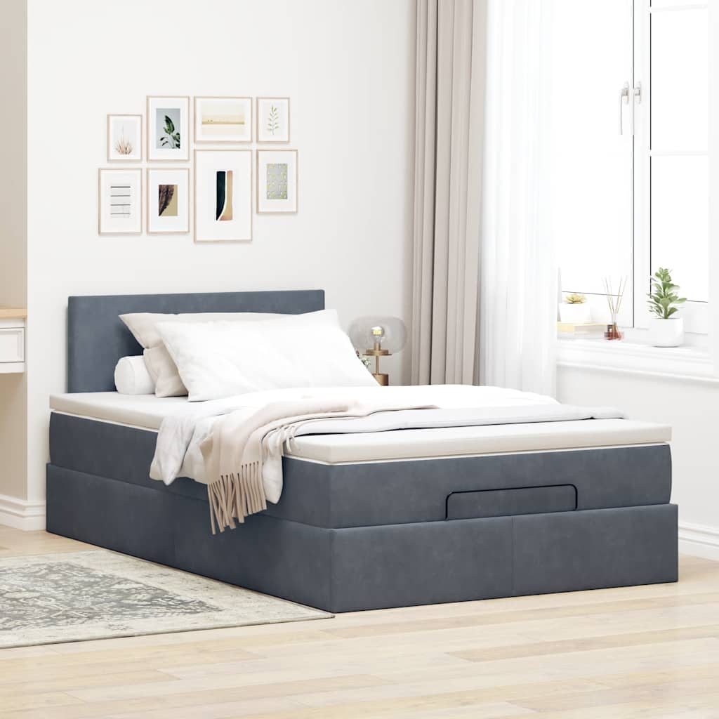 Ottoman bed met matras en LED's 120x190 cm fluweel donkergrijs