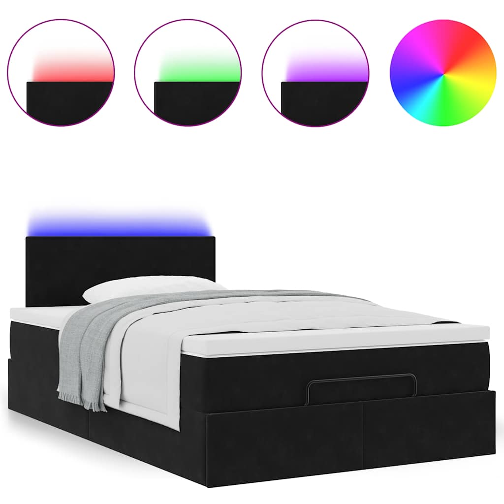 Ottoman bed met matras en LED's 120x190 cm fluweel zwart