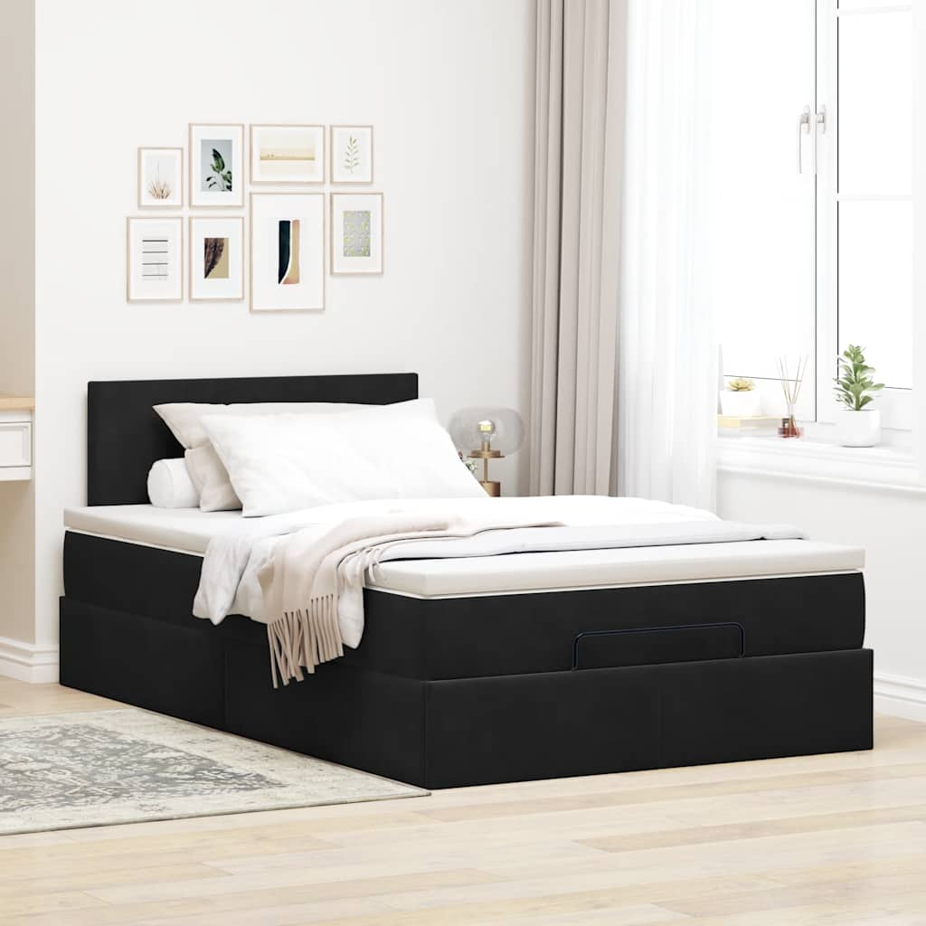 Ottoman bed met matras en LED's 120x190 cm fluweel zwart