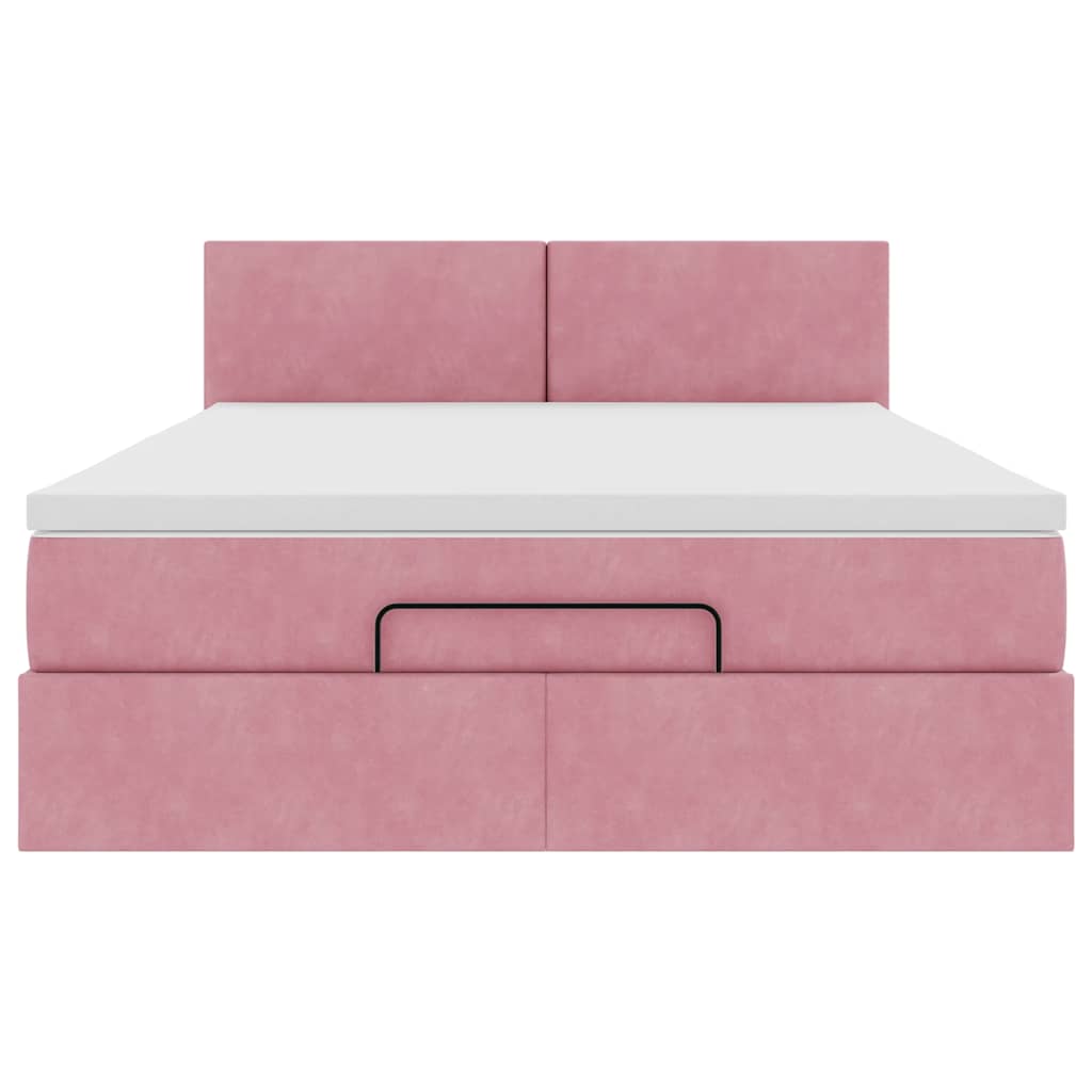 Ottoman bed met matras en LED's 140x200cm fluweel roze