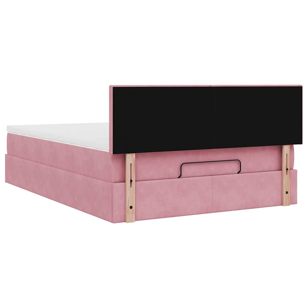 Ottoman bed met matras en LED's 140x200cm fluweel roze