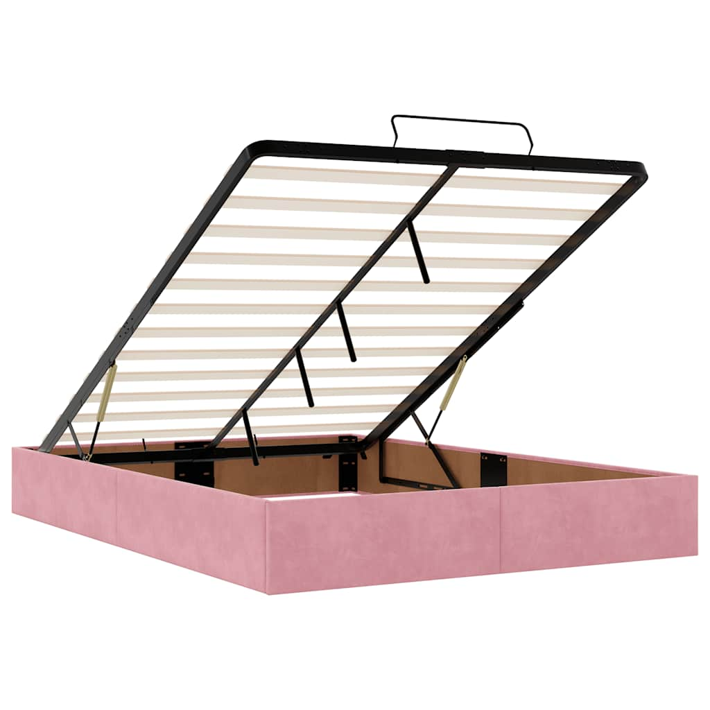 Ottoman bed met matras en LED's 140x200cm fluweel roze