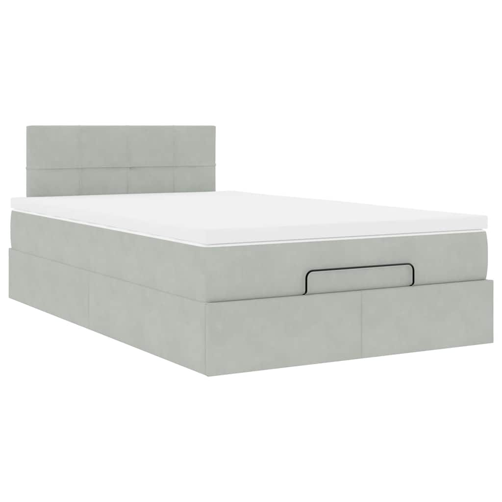 Ottoman bed met matras en LED's 120x190 cm fluweel lichtgrijs