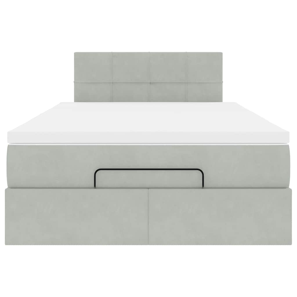 Ottoman bed met matras en LED's 120x190 cm fluweel lichtgrijs