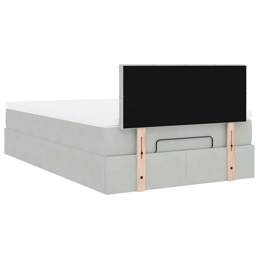 Ottoman bed met matras en LED's 120x190 cm fluweel lichtgrijs