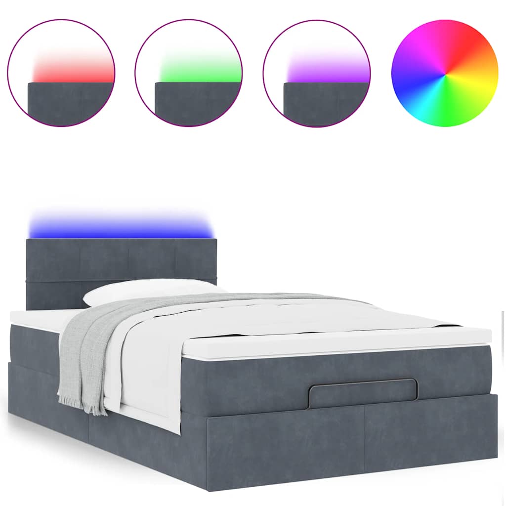 Ottoman bed met matras en LED's 120x190 cm fluweel donkergrijs