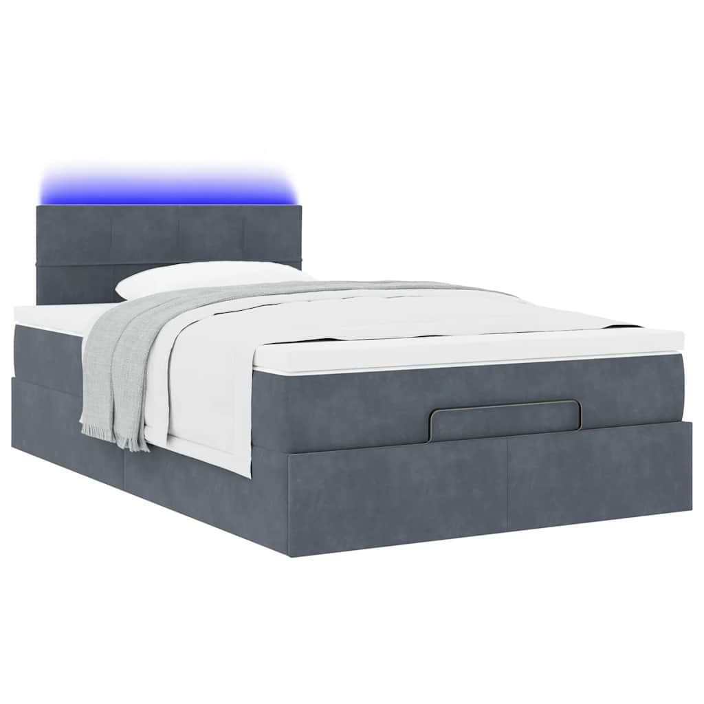 Ottoman bed met matras en LED's 120x190 cm fluweel donkergrijs