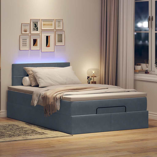 Ottoman bed met matras en LED's 120x190 cm fluweel donkergrijs