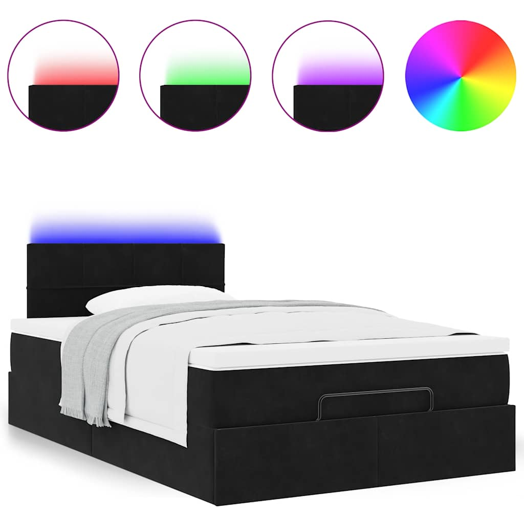 Ottoman bed met matras en LED's 120x190 cm fluweel zwart