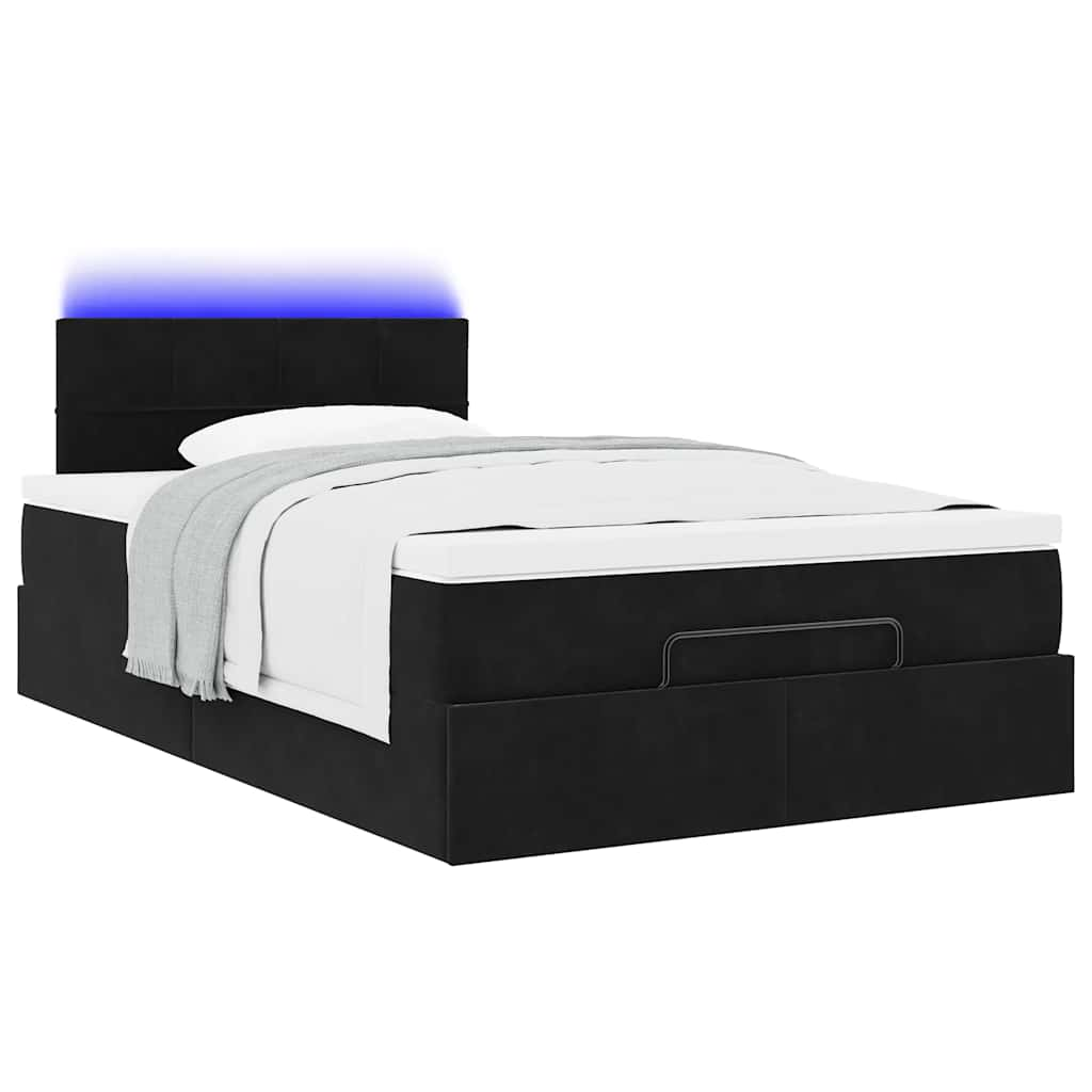 Ottoman bed met matras en LED's 120x190 cm fluweel zwart