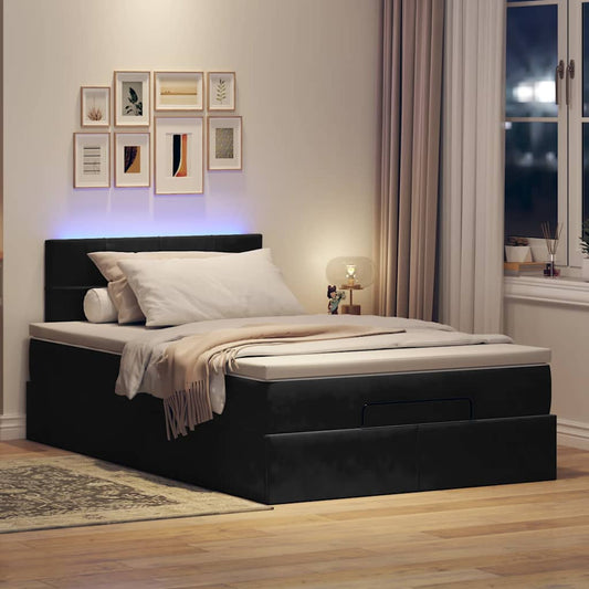 Ottoman bed met matras en LED's 120x190 cm fluweel zwart